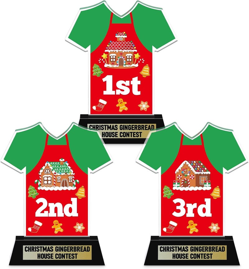 DoubleFill 3 Pcs Christmas Contest Trophy Awards 1st 2nd 3rd Place Competition Kit Party Contest Awards Trophy for Xmas Christmas Party Supplies Prizes, 5.1 Inch - Image 1